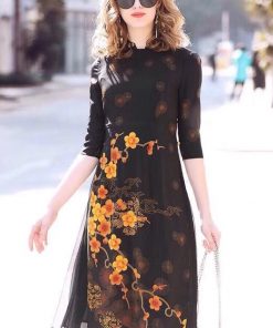 Đầm nâu cườm PK